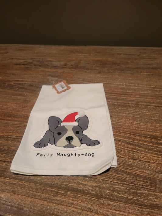 Feliz Naughty Dog Appliqued Towel