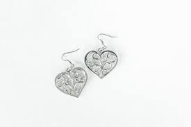 Swirly Heart Pewter Earrings