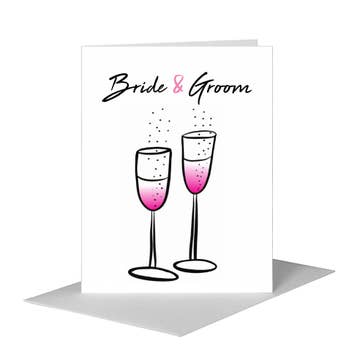 Bride & Groom Flute Blank Card