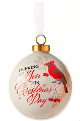 Thinking Of You Cardinal White Orb Ornament