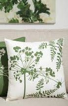 White & Green Floral Accent Pillow
