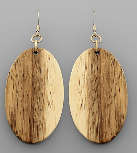 Wood Oval Earrings