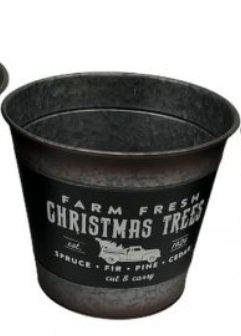 Medium Farm Fresh Christmas Trees Galvanized Bucket
