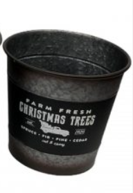 Small Farm Fresh Christmas Trees Galvanized Bucket
