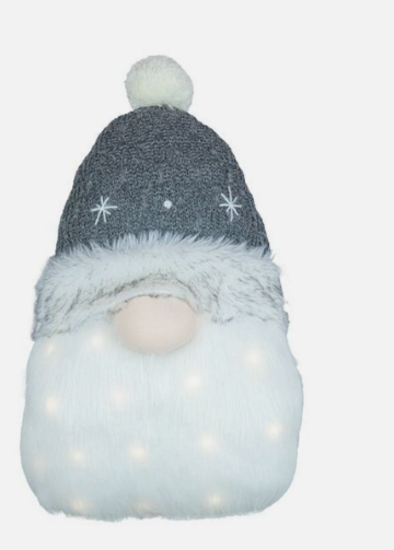 Big Beart Gray Hat Santa Light Up Pillow