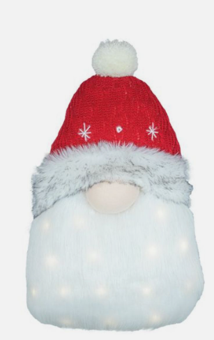 Big Beard Red Hat Santa Light Up Pillow