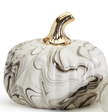 Large Black & White Marble Pumpkin