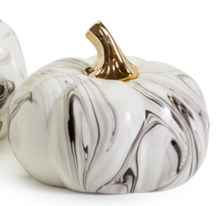 Small Black & White Marble Pumpkin