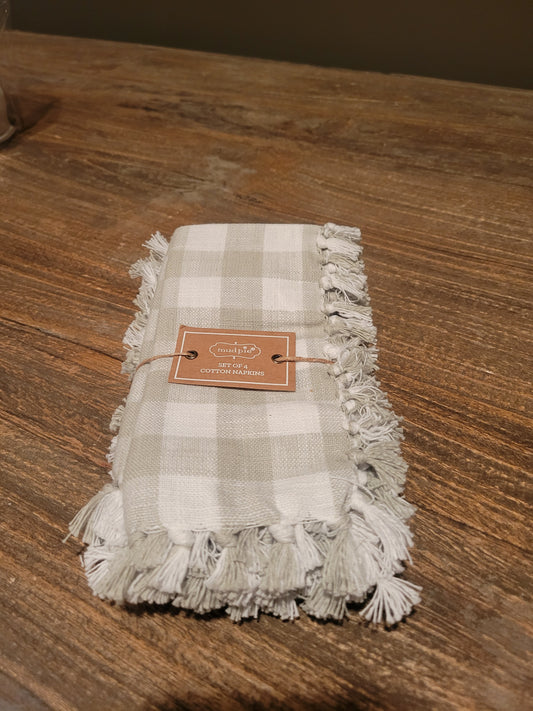 Gray Gingham Cotton Napkin Set