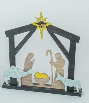 Black Wooden Shimmer Tabletop Nativity