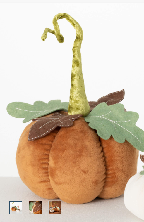 Large Brown Plush Velour Pumpkin
