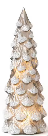 Medium Gray Glass LED Tabletop Tree