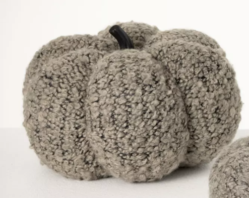 Large Neutral Dark Gray Boucle Pumpkin