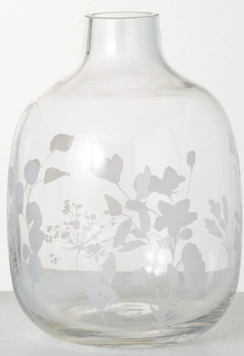 Small Clear Etched Vase