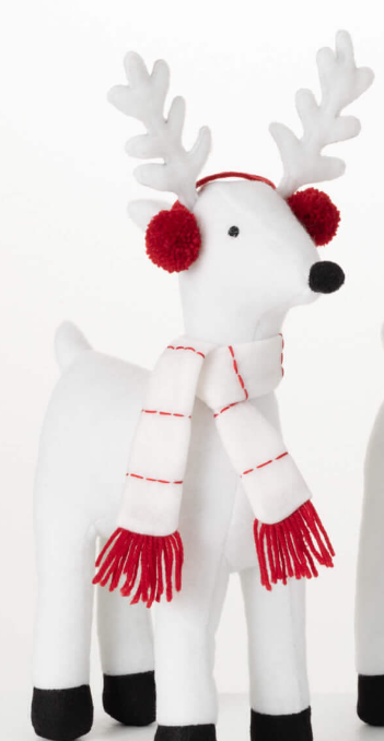 White Scarf Plush Reindeer