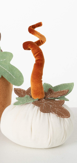 Small White Plush Velour Pumpkin