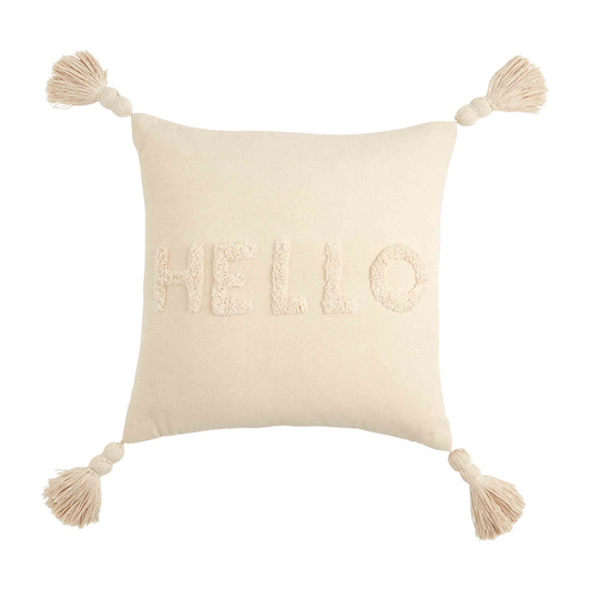 Hello Tufted Square Pillow