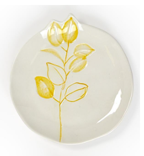 Yellow Floral Tidbit Plate