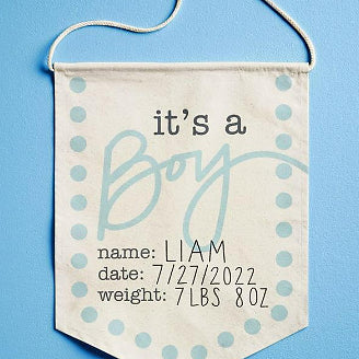 New Baby Boy Canvas Sign