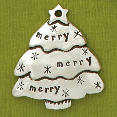 Jolly Tree Pewter Ornament
