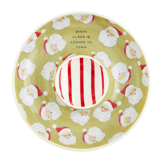 Vintage Santa Pattern Chip & Dip Set