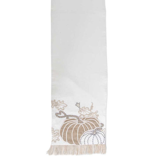 White Pumpkin Embroidered Table Runner