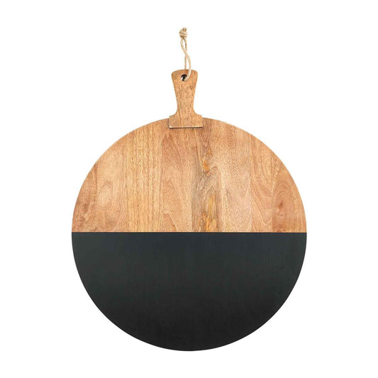 Black & Wood Round Serving Board