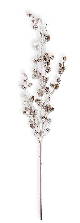 Flocked Twig & Mini Pinecone Stem