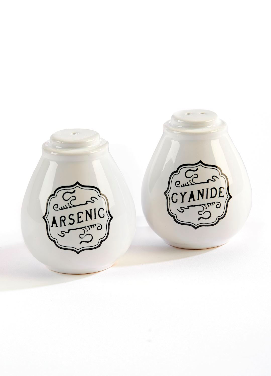 Arsenic & Cyanide Ceramic Salt & Pepper Shaker Set