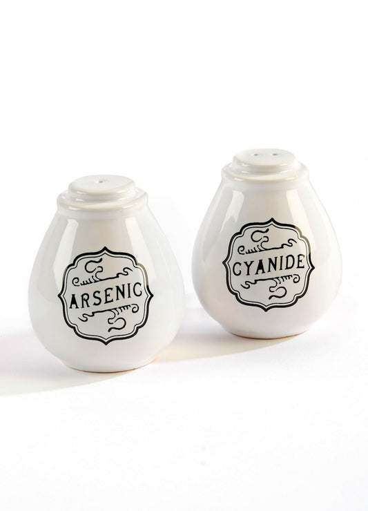 Arsenic & Cyanide Ceramic Salt & Pepper Shaker Set