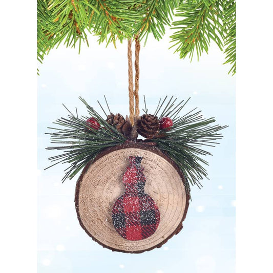 Plaid Snowman Wood Ornament