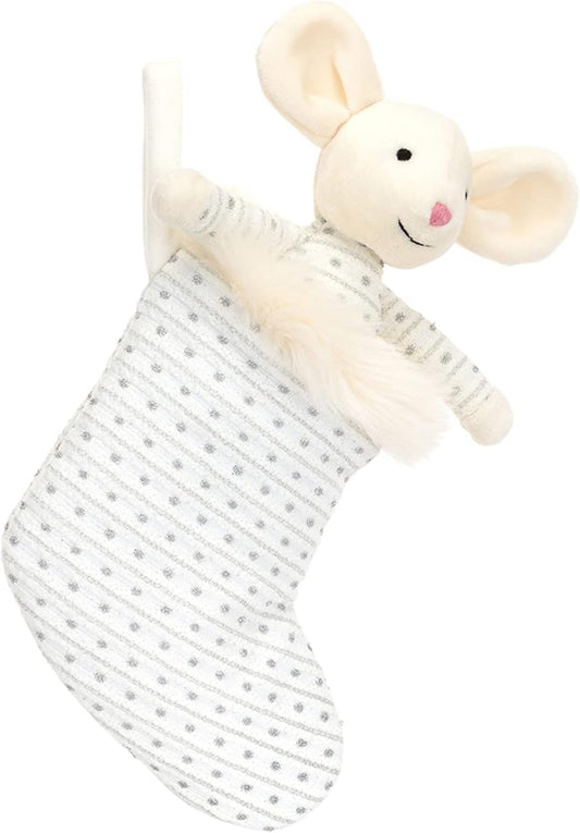 White Shimmer Stocking Mouse Plush Toy