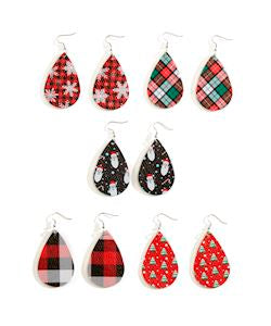 Double Sided Leather Patterned Earrings