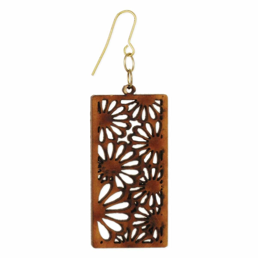 Flower Wood Carved Earrings