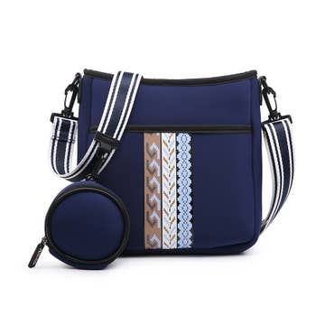 Boho Blue Dru Printed & Striped Neoprene Crossbody
