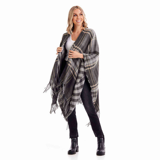 Dark Gray Yvette Reversible Poncho