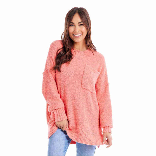 Coral Pink Rome Chenille Sweater