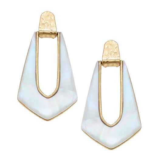 Mother of Pearl Geometric Teardrop Earrings
