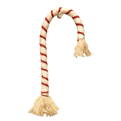 White Fabric Candy Cane Red Stripe Ornament