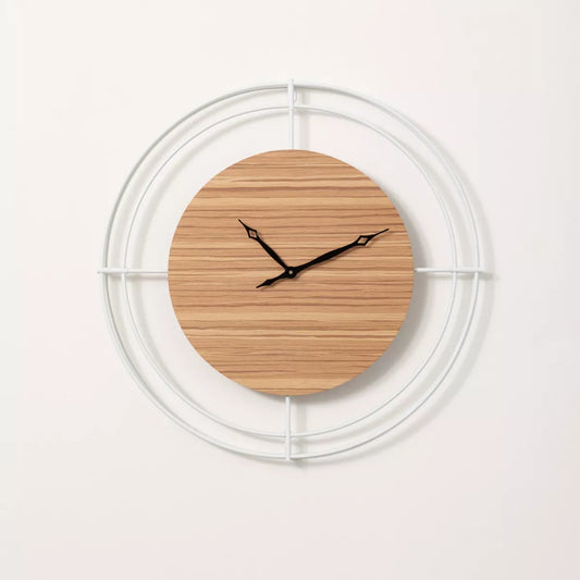 Circular White & Natural Wall Clock
