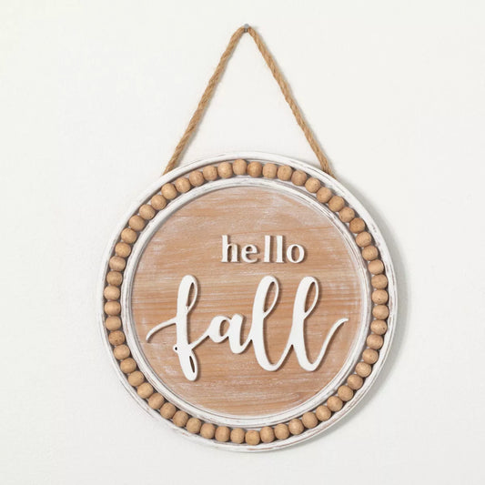 Hello Fall Beaded Wooden Sign