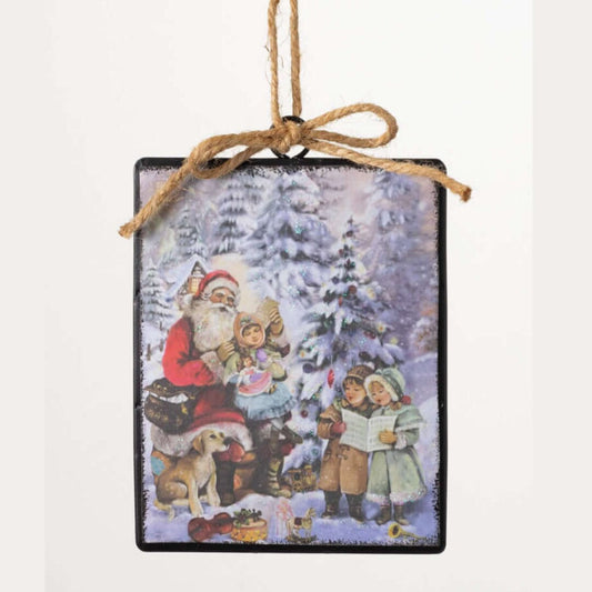 Classic Santa Scene Metal Ornament