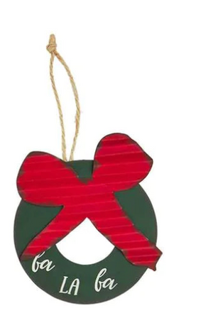 Fa La La Wreath Tin Christmas Ornament