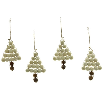 White Beaded Tree Ornament