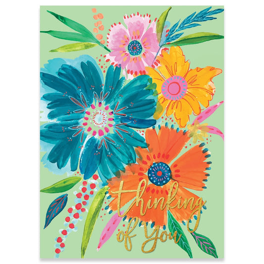 Thinking of You Boho Flowers Greeting Card
