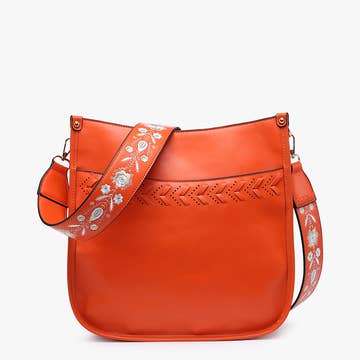 Orange Pippa Stitch Accent Crossbody