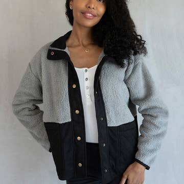 2XL/3XL Black & Gray Stormi Two Tone Sherpa Jacket