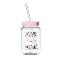 Bride Mason Jar with Straw