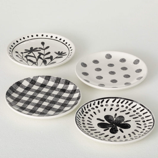 Black & White Pattern Snack Plates