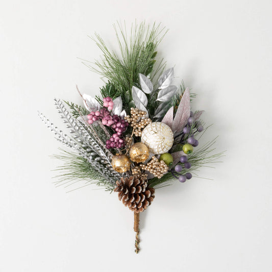 Mixed Ball Pine & Ornament Pick